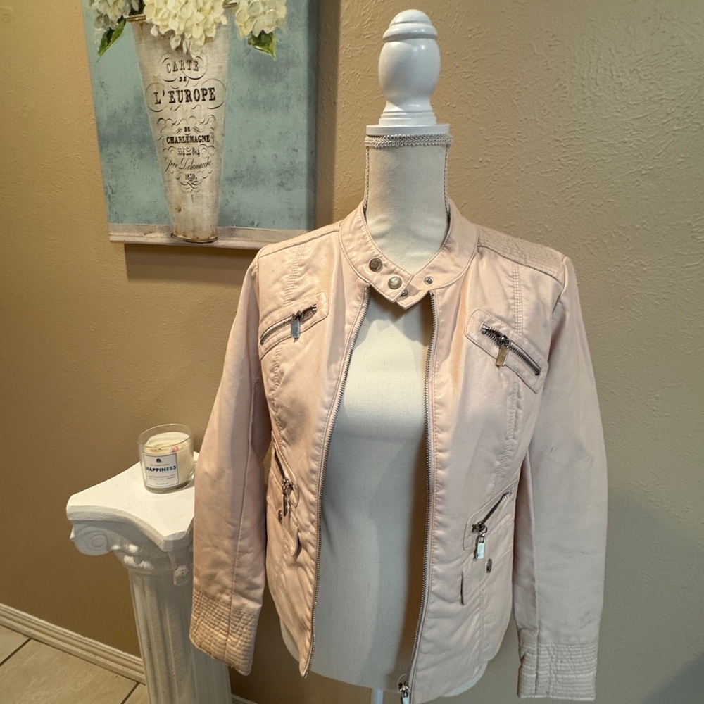 New York & Company Light Pink Leather Jacket
